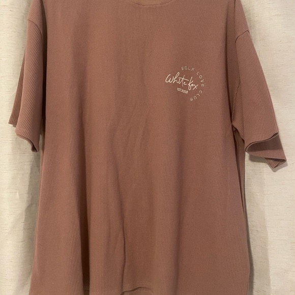 NWT White Fox Self Love Waffle Tee Mauve S/M - Picture 2 of 4
